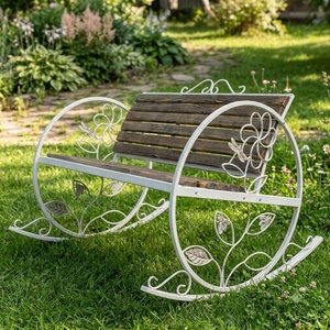 Banc de jardin 2 places en fer forgé artisanal, design européen antique, résistant aux intempéries, pour mobilier de jardin extérieur - Product Image 4