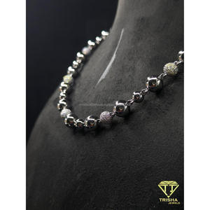 Premium 925 Sterling Silver Beaded Ball <b>Chain</b> Necklace With VVS Lab Grown Diamonds <b>Iced</b> <b>Out</b> Hip Hop Luxury Jewelry By Trisha - Product Image 6