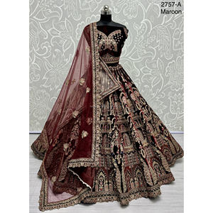 Collections de velours de vêtements de mariée indiens pour la mariée avec le travail de Zarkhan par Fabzone - Product Image 3