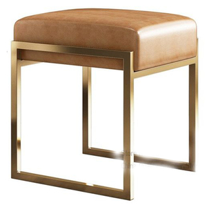 Tabouret Ottoman Carré Empilable en Métal Doré, Design Moderne et Simple, Nouveau Modèle de Luxe Léger - Product Image 2