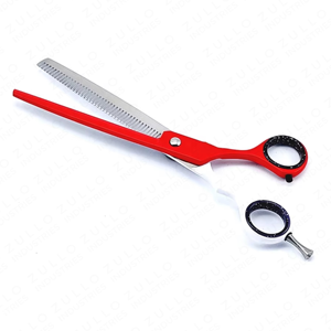 Professional Titanium Coated Red White <b>Barber</b> Thinning Scissors <b>Set</b> Stainless Steel Hairdressing Shears - Product Image 4