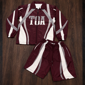 Custom Logo Men Tracksuit Polyester Windbreaker Full Zip Jacket Sports Shorts Two Piece Set Breathable Sublimated Sweatsuit - Product Image 1
