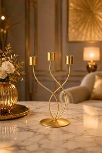 Candélabre en fer à trois chandelles, support décoratif moderne pour bougies, centre de table de Noël fait main - Product Image 4