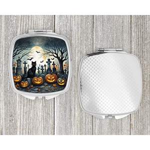 Chat noir Spooky Halloween miroir de maquillage de voyage compact pliant cadeau de conception de poche pour les femmes et les filles - Product Image 4