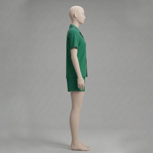 Ensemble 2 pièces pour femme : Haut de sport et short en molleton 100% coton, couleur unie, avec poignets montants et épaules tombantes, respirant et séchant rapidement - Product Image 3