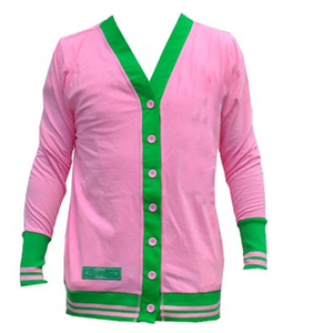 Pull cardigan en maille pour femme, rose et vert, col en V, manches longues, fermeture boutonnée, décontracté, 100% acrylique, toutes saisons - Product Image 3