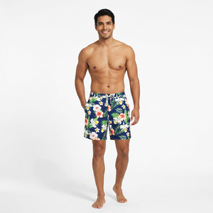 Shorts imprimés pour hommes, séchage rapide, taille à cordon de serrage, short de bain décontracté, longueur mi-cuisse, en polyester - Product Image 3