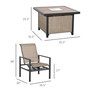 Set da Pranzo da Giardino in 5 Pezzi, Tavolo Quadrato in Acciaio per Esterni con Secchiello per Ghiaccio Integrato e 4 Sedie a Dondolo - Product Image 5