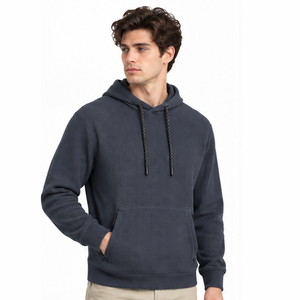 Sudadera con capucha de punto gofrado para hombre, informal, de manga larga, térmica, ropa deportiva de invierno, estilo urbano personalizado, venta al por mayor - Product Image 5