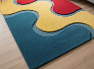 Tapis personnalisé moderne en laine tuftée à la main, motif multicolore, style Uttar Pradesh, ensembles de tapis personnalisables pour chambre, salon, prière - Product Image 2