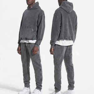 Conjunto de sudadera con capucha y pantalones anchos de forro polar grueso para hombre, de corte recto y holgado, multicolor, a bajo precio y personalizado. - Product Image 6