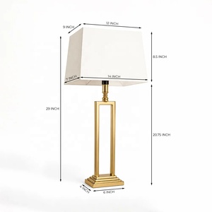 Lámpara de Mesa Metálica Monarch Frame con Pantalla Rectangular de Lino, Acabado en Latón Antiguo, Base Resistente, Iluminación Ambiental Cálida - Product Image 5