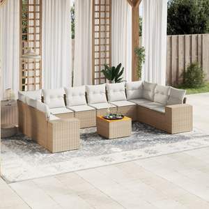 Ensemble de canapé de jardin en rotin PE beige 11 pièces avec housses amovibles - Product Image 1