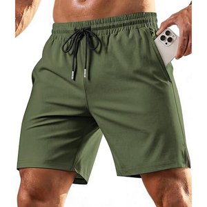 Shorts décontractés en coton pour hommes, taille élastique, couleur unie, shorts de détente d'été, logo personnalisé, fournisseur OEM en gros - Product Image 1