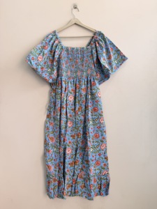Boho Floral Print Knee-Length Cotton Dress with <b>Balloon</b> Sleeves Breathable Fabric - Product Image 6