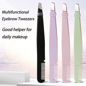 MAHFOOZ INSTRUMENTS High Quality Customized Stainless Steel Handmade Durable Eyebrow Comb Tweezers Slanted Tip <b>Makeup</b> <b>Tools</b> - Product Image 2