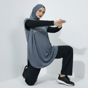 Vestido Deportivo Holgado y Modesto para Mujeres Musulmanas, Túnica Larga con Hiyab, Tela Transpirable para Fitness, Yoga y Entrenamiento - Product Image 1