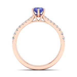 Anillos de Compromiso de Oro Rosa de 14K con Diamantes de Diseño Clásico REYES, Joyería Fina de Boda con Piedras Preciosas de Tanzanita de Alta Calidad - Product Image 4