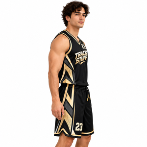 custom <b>basketball</b> uniform set men sleeveless jersey & shorts team sportswear - Product Image 3