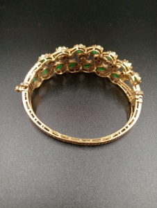 <b>bracelet</b> in green doublet stone and polki stone with gold layered in <b>silver</b> jewelry for bridal handmade <b>bracelet</b> for girl - Product Image 5