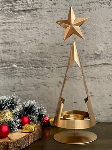 2025 noël thé lumière bougeoir or métal arbre forme lanterne pour la décoration de la maison conique lumières de noël - Product Image 6