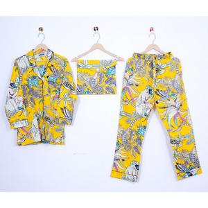 Conjunto de pijama con estampado de mono para mujer, ropa de dormir de algodón, pantalones de pijama para mujer, camisas de manga larga, conjunto de camisa de pijama a juego - Product Image 1