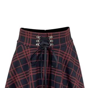 Falda Mini Vintage a Cuadros de Alta Calidad para Mujer, Cintura Alta, con Cordones Ajustables, Tejido, Estilo A-Line, Venta al Por Mayor - Product Image 3