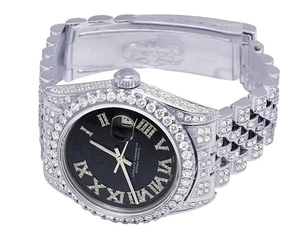 Reloj BOJ R.O.L.E.X.016 para Hombre, con Números Romanos, Moissanita, de Lujo, Cuarzo Analógico, Acero, 41MM, Resistente al Agua 3BAR, Estilo Hip Hop - Product Image 3