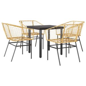 Set da Pranzo da Esterno a 5 Pezzi in Polyrattan Marrone con Vetro, Mobili da Giardino con Struttura in Acciaio, Design Contemporaneo - Product Image 3