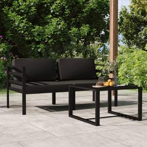<b>3</b>-<b>Piece</b> Anthracite Aluminum Patio <b>Lounge</b> <b>Set</b> with Comfortable Cushions for Outdoor Furniture - Product Image 1