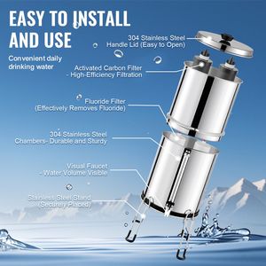 Sistema di filtrazione manuale a gravità da 2.25G in acciaio inossidabile 304 per camper, riduce il piombo e il cloro del 99% - Product Image 6