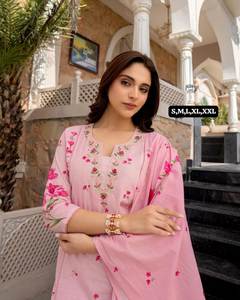 NUEVO SALWAR KAMEEZ de Seda Formal para Mujer con Detalle en el Escote de Tela Chand, Pantalón y Dupatta para Fiestas y Eventos - Product Image 5