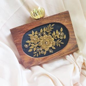 Elegant Modern Wooden Clutch for Women <b>Handbag</b> for Elegant Evening Party or Wedding Decorations - Product Image 5