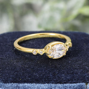 Bague de fiançailles classique AMBER JEWELS en or massif 14 carats avec diamant de laboratoire, sertissage à griffes, unisexe, pierre certifiée IGI, style Hip Hop - Product Image 4