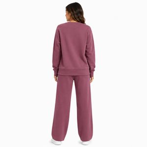 Ensemble survêtement femme personnalisé avec logo, pantalon large, coupe décontractée, tenue décontractée athleisure, marque privée, vente en gros - Product Image 2