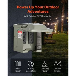 Pannello Prese Elettriche Esterne Doppio 20 AMP con Protezione GFCI, Scatola IP54 Impermeabile per Sistemi RV - Product Image 2