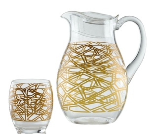 Juego de Vaso y Jarra de Agua de Plástico Acrílico con Diseño Dorado, Ecológico - Product Image 3