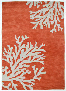 Alfombra de Lana Hecha a Mano con Diseño Floral, Modelo TAC-423 de Jaipur Rugs, Ecológica, Delgada, Moderna, de Pelo Corto, Color Naranja Mandarina/Marfil Oscuro, Tamaño Grande 9x12 - Product Image 4