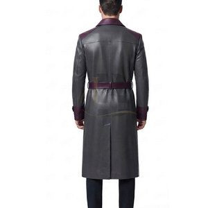 Top Selling <b>Waterproof</b> <b>Long</b> Leather Overcoat for <b>Men</b> Full Length Winter Outerwear Turn-down Collar Single Breasted Button - Product Image 2
