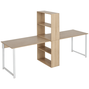 88\" Extra Long 2-Person Foldable Computer <b>Desk</b> Storage Shelves Combo Double Workstation for Home Office <b>Study</b> Writing Table - Product Image 1