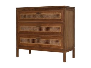 Mid Century Modern American Style Solid Mango <b>Wood</b> <b>Bedside</b> <b>Table</b> <b>with</b> Rattan Storage <b>Drawers</b> - Product Image 2