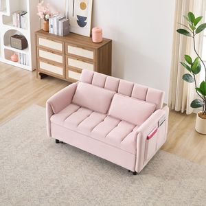 เตียงนอนโซฟาปรับนอนเปิดประทุนกำมะหยี่สีชมพู, กลไกแบบดึงออกได้3 1ห้องนั่งเล่นแบบลำลอง - Product Image 6