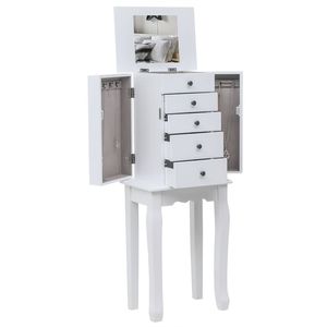 Armadio Portagioie con 5 Cassetti e 8 Ganci, Mobile Verticale con Spazio di Archiviazione Superiore su 2 Lati - Product Image 1