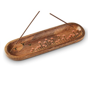 Meilleur Vente Tulipe Imprimé Ovale Forme En Bois Bâtons D'encens Titulaire D'approvisionnement - Product Image 1