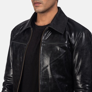 Chaqueta de invierno de diseño moderno y corte ajustado para hombre, informal, estilo bomber, cortavientos, a prueba de viento, de cuero. - Product Image 5