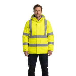 Vestes de travail réfléchissantes fluorescentes jaunes à manches longues, imperméables, pour l'hiver, haute visibilité - Product Image 3