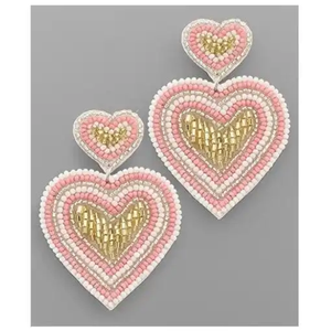 Nuevos y Elegantes Pendientes de Corazón con Cuentas Hechos a Mano, en Tono Oro Rosa, Joyería de Moda para Mujeres, Fiestas y Bodas, para Mujeres y Niñas - Product Image 1