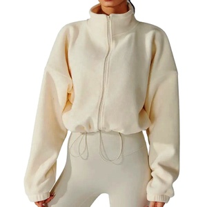 La mejor calidad 100% algodón cuello alto cremallera hasta conjuntos de Sudadera con capucha corta para mujer secado rápido caliente Elegante ropa de gimnasio para invierno - Product Image 1