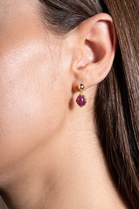 Pendientes de rubí hechos a mano en plata de ley 925 con baño de oro de 14 quilates, joyería de piedras preciosas para damas de honor y bodas, para mujeres. - Product Image 3