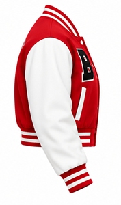 เสื้อแจ็คเก็ตเบสบอลผู้ชายสีแดงแบบมีแถบสีตัดกัน ยี่ห้อ Index Apparel รุ่น Letter B ติดกระดุมแบบ Snap - Product Image 3